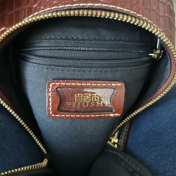 Brown Leather Belt Bag with Teardrop Shape